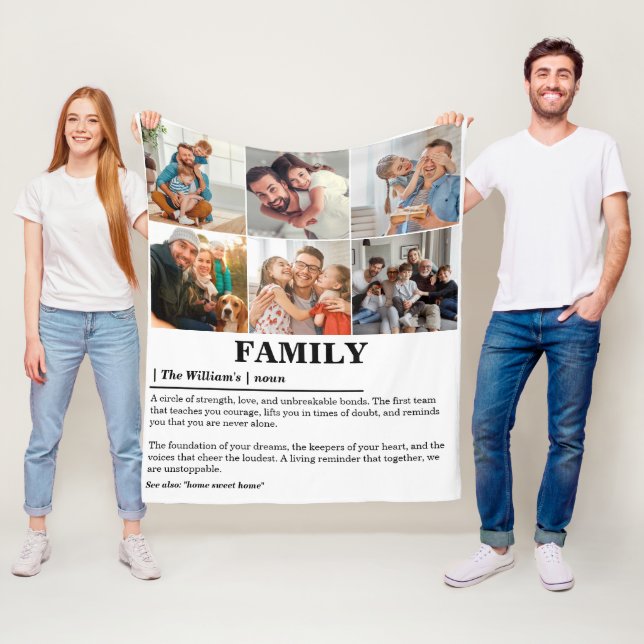 Personalized 6 Photo Collage Family Definition Fleece Blanket (In Situ)