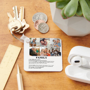 Personalized 6 Photo Collage Family Definition Keychain