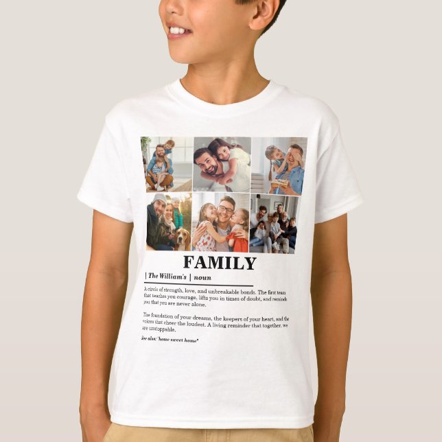 Personalized 6 Photo Collage Family Definition T-Shirt (Front)