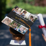 Personalized 6 Photo Collage Gold Graduate Graduation Cap Topper<br><div class="desc">Personalized graduation cap topper with "graduate" lettered handwritten typography and printed with gold effect. The photo template is set up for you to add 6 square / instagram pictures, your name, class year and school / uni name. Your photos are set out in a simple grid style photo collage and...</div>
