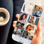 Personalized 6 Photo Collage on Grey Marble iPhone 13 Pro Max Case<br><div class="desc">Modern photo collage iPhone case which you can personalize with 6 of your favourite photos and your name. The template is set up ready for you to add your photos, working top to bottom in rows. The design has a stylish grey marble background and your name is written in elegant...</div>