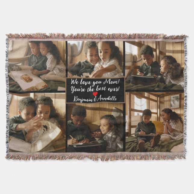 Personalized 6 Photo Collage Throw Blanket (Front)