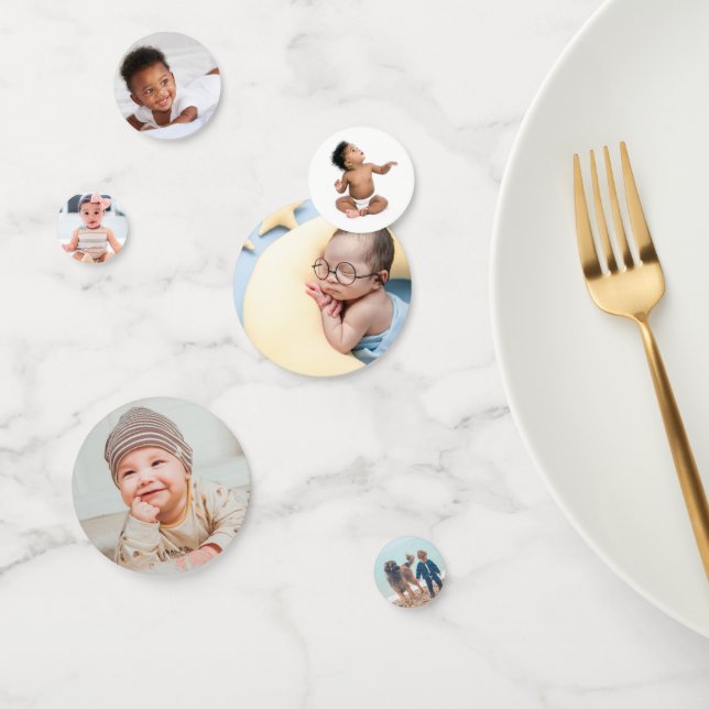 Personalized 6-Photo Custom First Birthday Table Confetti (Group)