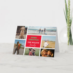 Personalized 6 Photo Family Collage Christmas Holiday Card