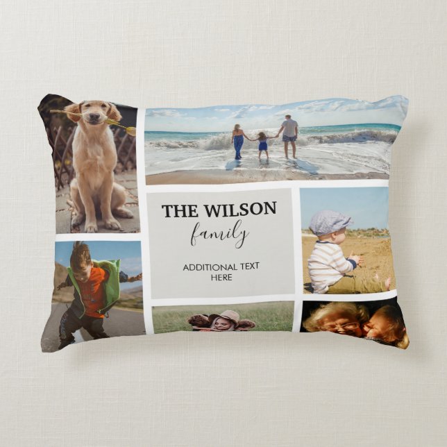 Personalized 6 Photo Family Memories Collage Accent Pillow (Front)