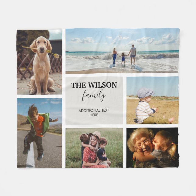 Personalized 6 Photo Family Memories Collage Fleece Blanket (Front (Horizontal))