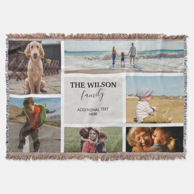Personalized 6 Photo Family Memories Collage Throw Blanket (Front)
