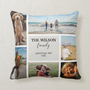 Personalized 6 Photo Family Memories Collage Throw Pillow