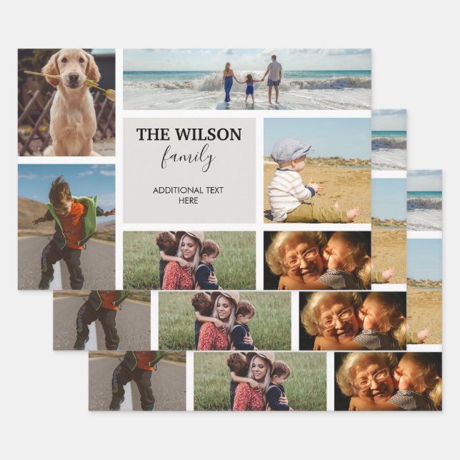 Personalized 6 Photo Family Memories Collage  Wrapping Paper Sheet (Set)