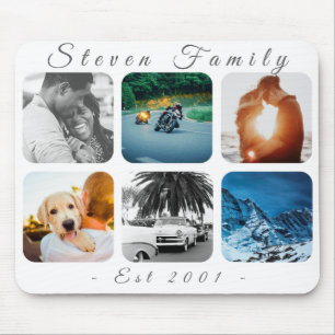 Personalized 6 Photo Name Script Template Mouse Pad