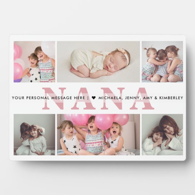 Personalized 6-Photo Nana Custom Text Tabletop Plaque (Front)
