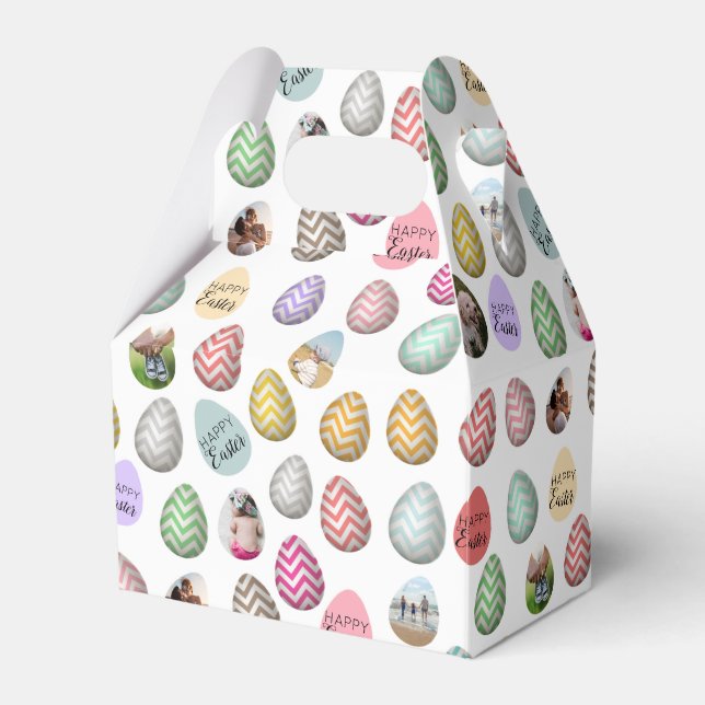 Personalized 6 Photo Pastel Easter Egg Pattern  Favor Box (Front Side)