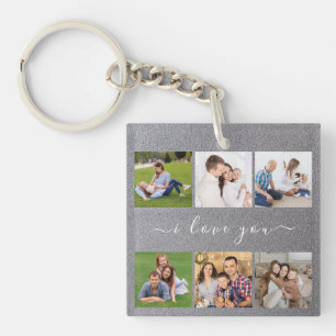 Personalized 6 Photo with custom text  Keychain