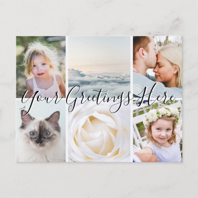 Personalized 6 photos Universal Greetings Postcard (Front)
