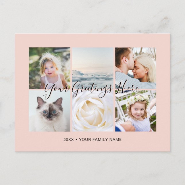 Personalized 6 photos Universal Greetings Postcard (Front)