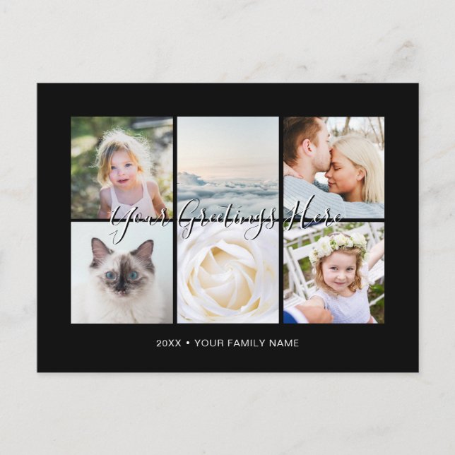 Personalized 6 photos Universal Greetings Postcard (Front)