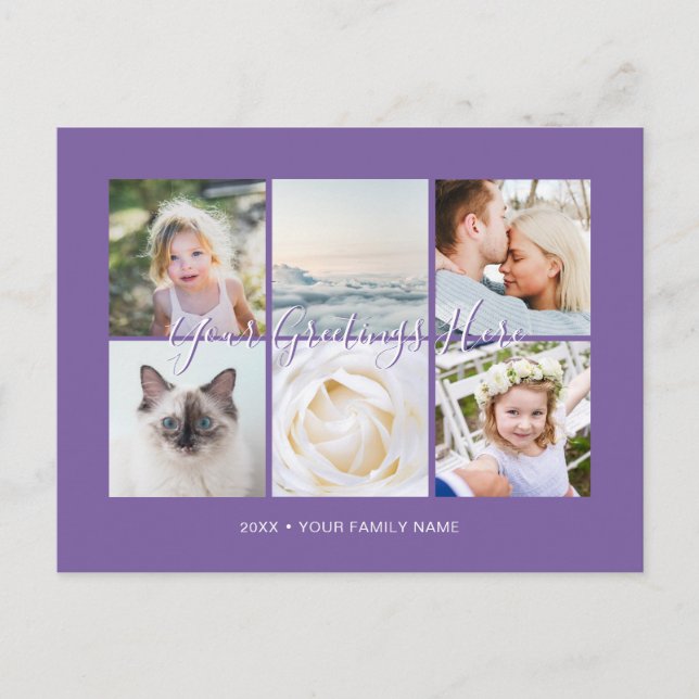 Personalized 6 photos Universal Greetings Postcard (Front)