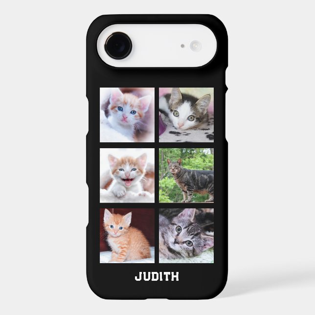 Personalized 6 Square Pet Photo Collage Black (Back)