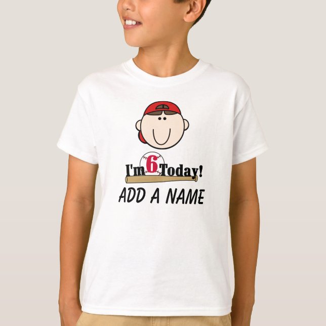 Personalized 6th Baseball Birthday Tshirt (Front)