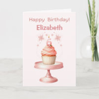 Personalized 6th Birthday Cupcake Card