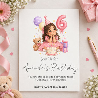 Personalized 6th birthday invitation