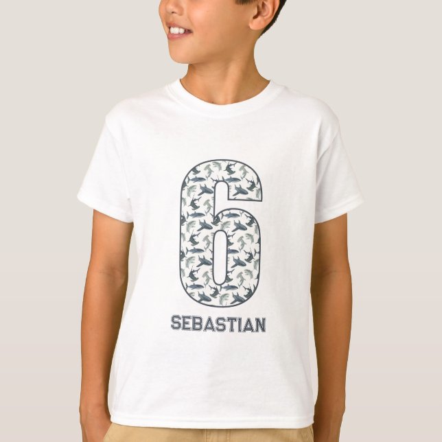 Personalized 6th Birthday Shark Shirt  (Front)