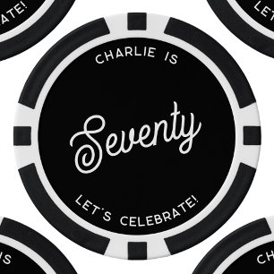 Personalized 70 Seventy Seventieth Birthday Poker Chips