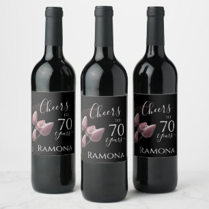 Personalized 70 Years Old Birthday Party Wine Label