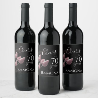 Personalized 70 Years Old Birthday Party Wine Label