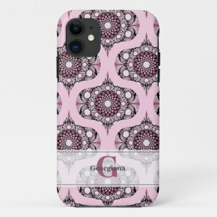 Personalized 70s Dusky Rose Cherry Blossom Mandala iPhone 11 Case