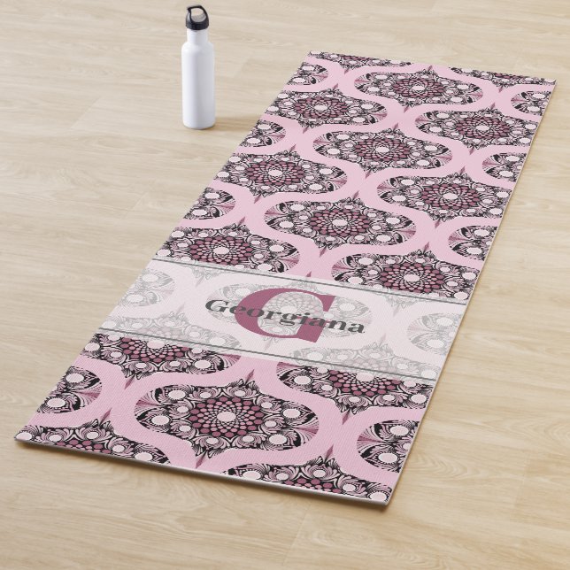 Personalized 70s Dusky Rose Cherry Blossom Mandala Yoga Mat (In Situ)