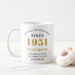 Personalized 70th Birthday 1951 Elegant Add Name Coffee Mug<br><div class="desc">Elegant personalized birthday mug. Easily customize the text of this birthday coffee mug using the template provided. Part of the setting standards range of designs.</div>