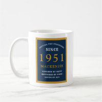 Personalized 70th Birthday 1951 Elegant Blue Gold