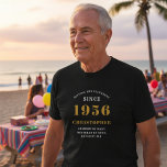 Personalized 70th Birthday 1956 Name Black Gold T-Shirt<br><div class="desc">Celebrate a landmark birthday in style with this elegant and personalizable "Setting the Standards Since 1956" t-shirt. This custom tee makes the perfect 70th birthday gift for the amazing man in your life—a father, grandfather, husband, or friend. The black short-sleeve, cotton t-shirt is designed for a comfortable, classic fit. The...</div>