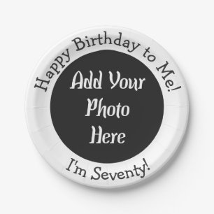 Personalized 70th Birthday Add Photo Paper Plate