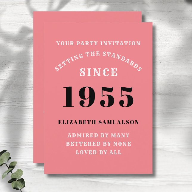 Personalized 70th Birthday Add Your Name Pink Invitation (Personalized 70th birthday pink party invitation.)