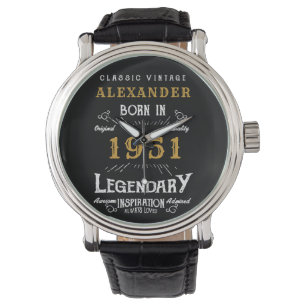 Personalized 70th Birthday Born 1951 Vintage Black Watch