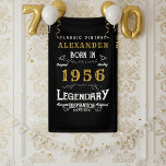 Personalized 70th Birthday Born 1956 Retro Party Banner<br><div class="desc">Celebrate a 70-Year Legend with this Personalized Vintage Banner! Throw an unforgettable party with this striking black and white banner, specifically designed for a landmark 70th birthday. The retro-inspired typography proudly features the year "BORN 1956" for a nostalgic and classic aesthetic. Key Features: Fully Customizable: Easily edit the name and...</div>