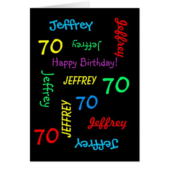 Personalized 70th Birthday Card Any Name, Black