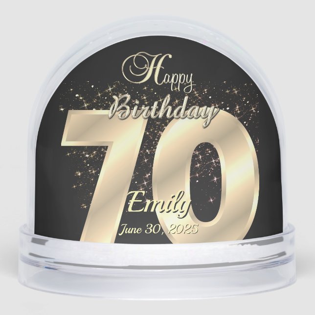Personalized 70th Birthday Gift Snow Globe  (Front)