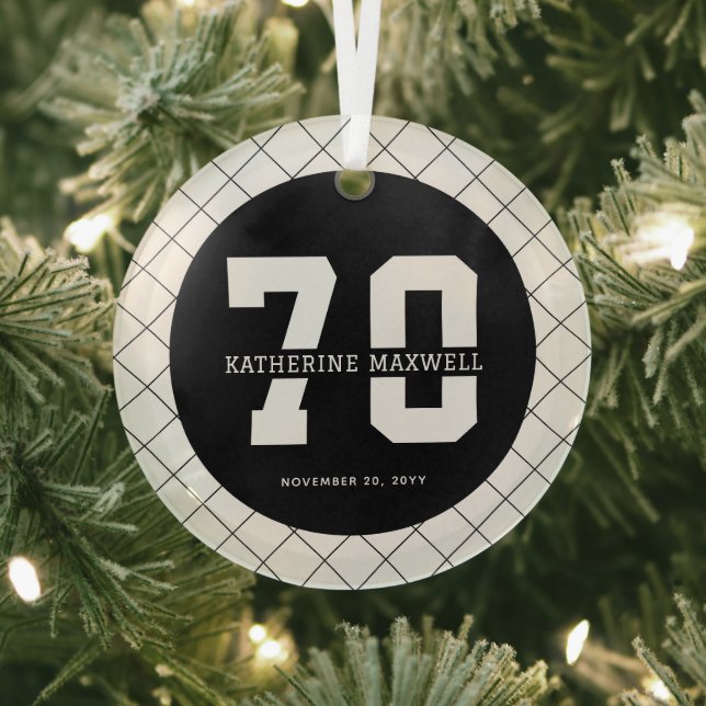 Personalized 70th Birthday Modern and Elegant   Glass Ornament (Insitu)