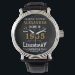 Personalized 70th Birthday Or Retirement Born 1955 Watch<br><div class="desc">A personalized unique watch for that special birthday person turning 70 or retirement gift. Add the name to this vintage retro style black, white and gold design for a custom gift. Easily edit the name and year with the template provided. A wonderful custom gift for a special occasion. More gifts...</div>