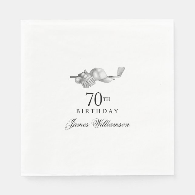 Personalized 70th Birthday Party Golf Theme Napkin (Front)
