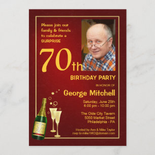 Personalized 70th Birthday Party Photo Invitations