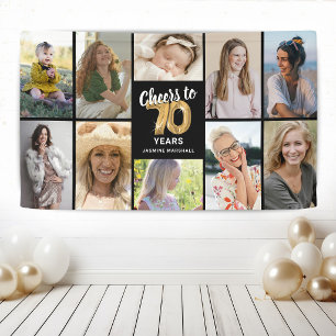 Personalized 70th Birthday Photo Collage Banner