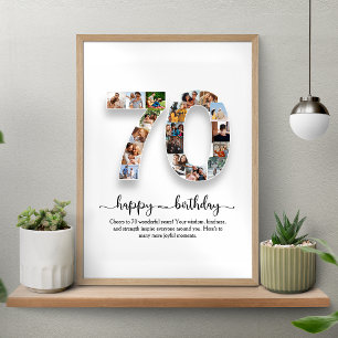 Personalized 70th Birthday Photo Collage Poster
