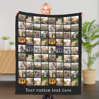 Personalized 72 Photo Collage Fleece Blanket