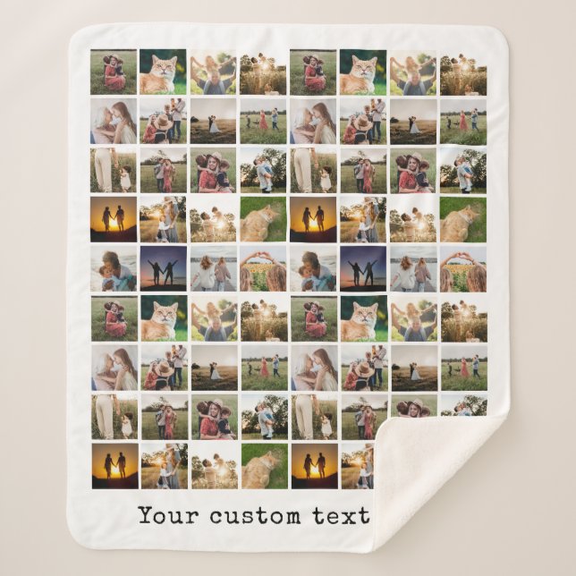 Personalized 72 Photo Collage Sherpa Blanket (Front)