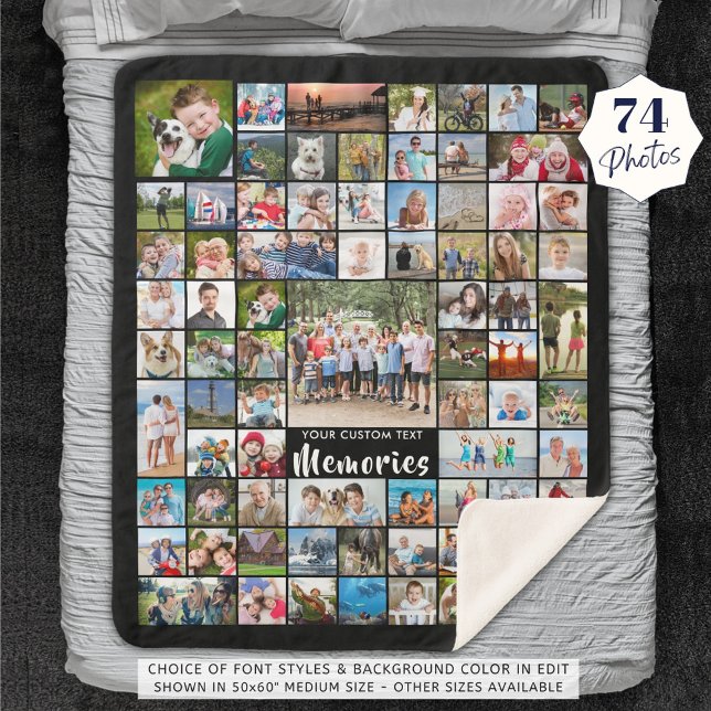 Personalized 74 Photo Collage Editable Colour Sherpa Blanket (Creator Uploaded)