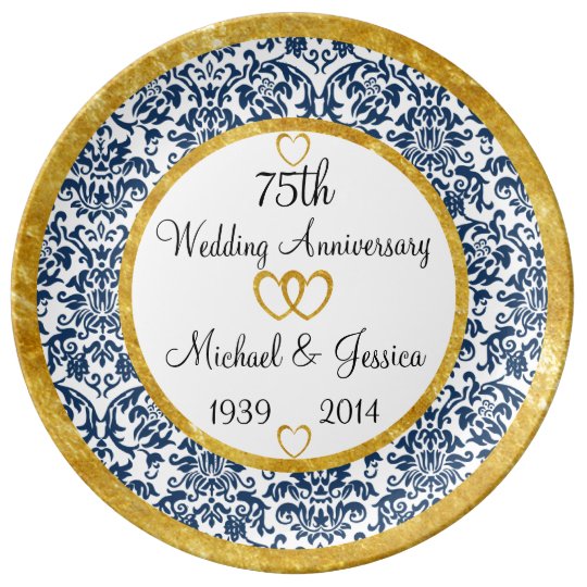 Personalized 75th Anniversary Porcelain Plate